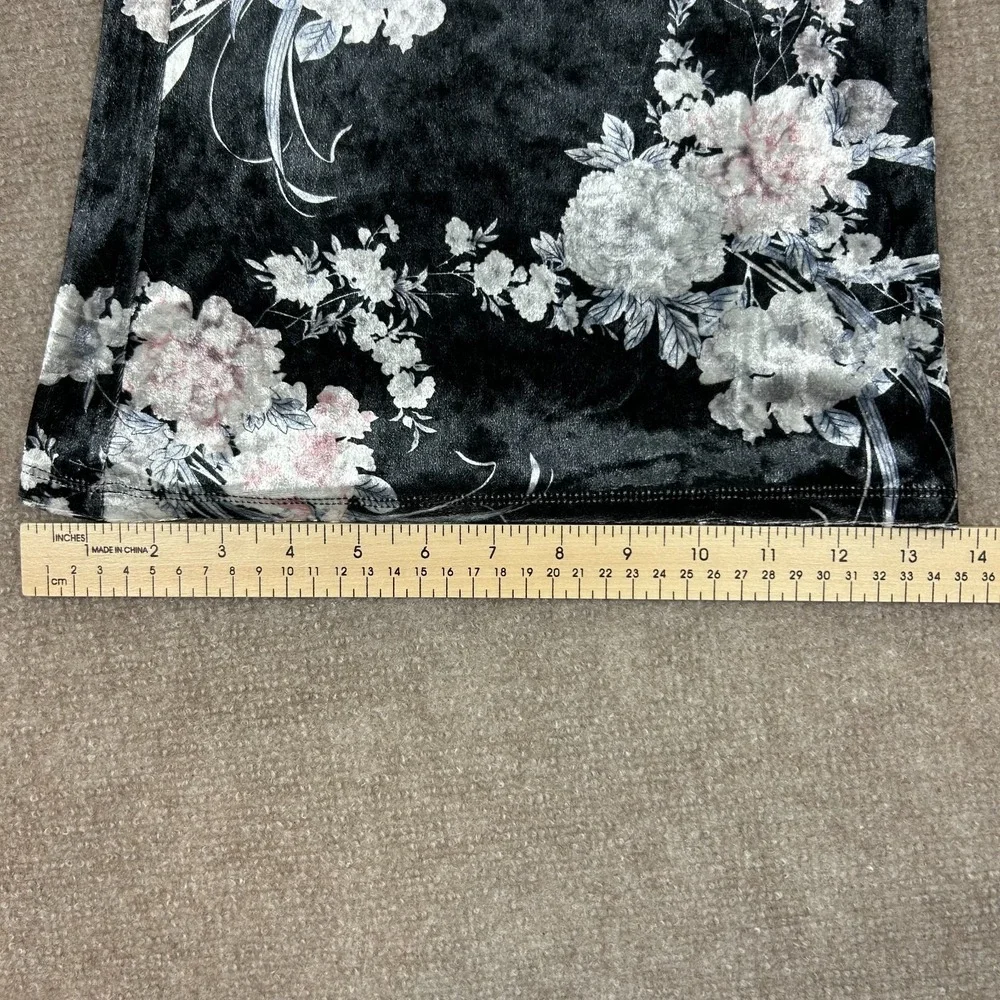 Unique Vintage Velvet‎ Jumpsuit Womens Medium 6/8 Black Floral V Neck Back Zip